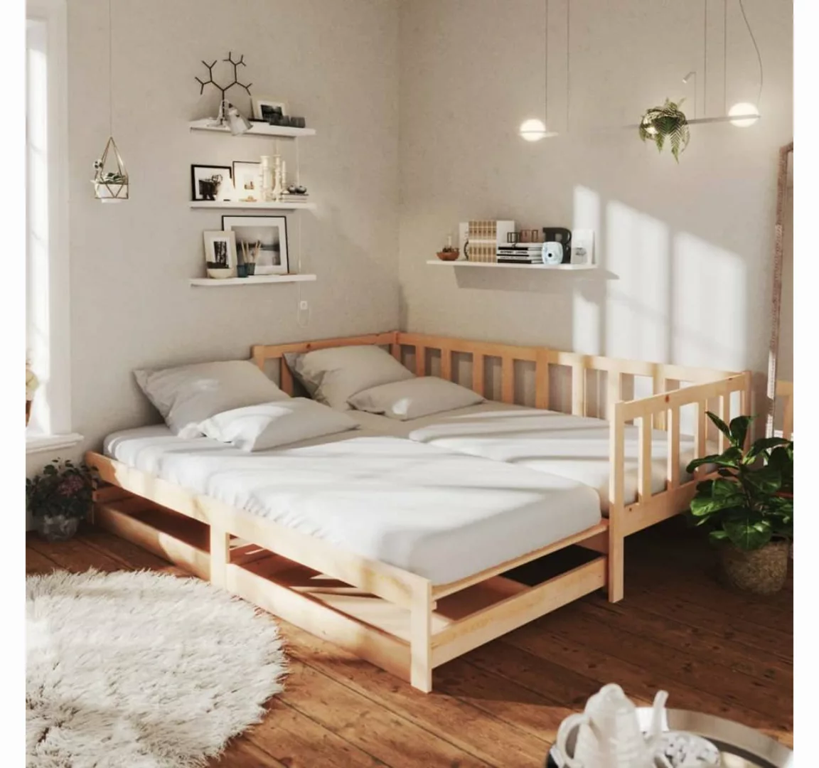 vidaXL Bettgestell Ausziehbares Tagesbett Gästebett 2x90x200 cm Massivholz günstig online kaufen