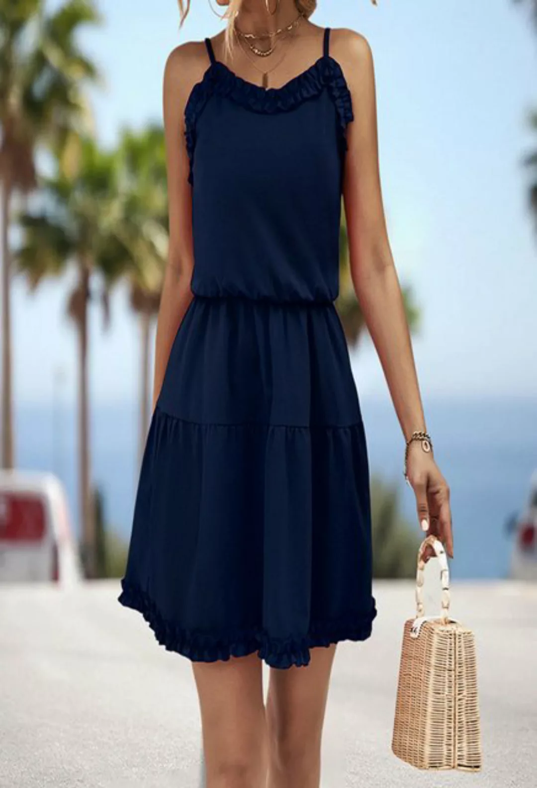 SEGUEN Sommerkleid Europäisches und amerikanisches Strapsrüschenkleid für D günstig online kaufen