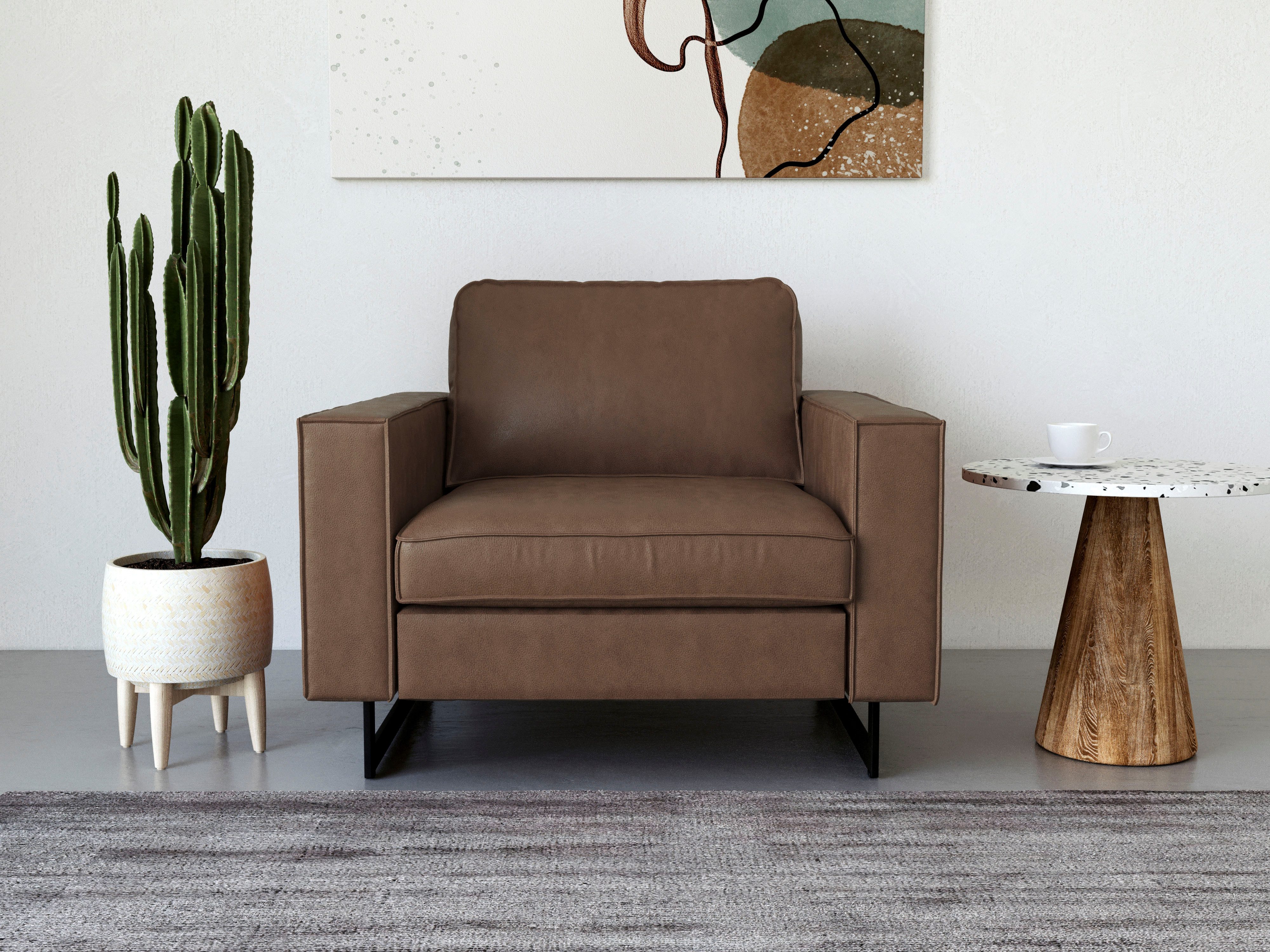Places of Style Loveseat "Pinto 105 cm, Cord, Chenille, Lederoptik", mit Ke günstig online kaufen