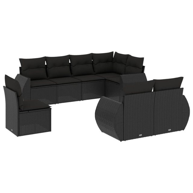 vidaXL Sofaelement 8-tlg. Garten-Sofagarnitur mit Kissen Schwarz Poly Ratta günstig online kaufen