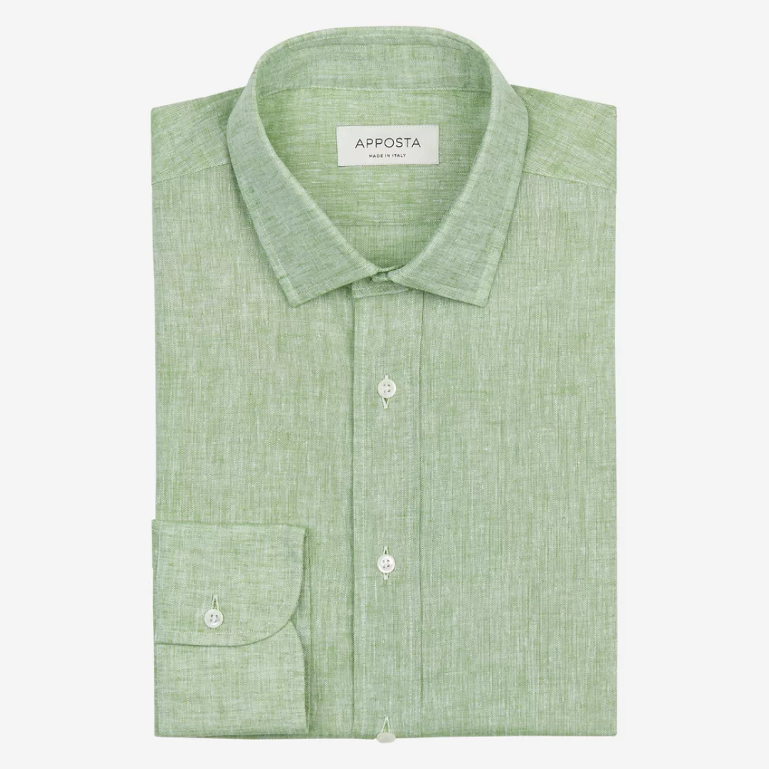 Hemd  einfarbig  grün baumwoll-leinen leinwandbindung, kragenform  modernis günstig online kaufen