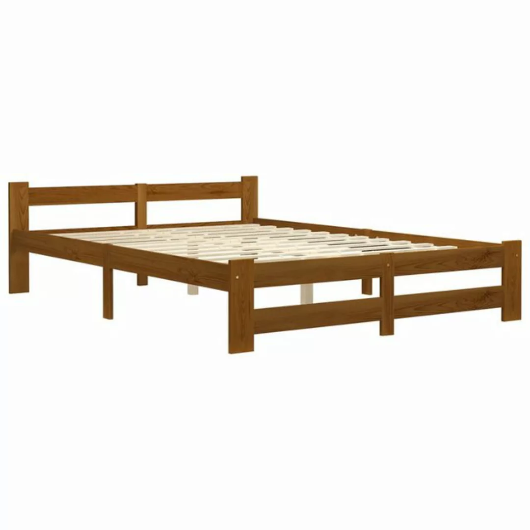 vidaXL Bettgestell Massivholzbett Honigbraun Kiefer 180x200 cm Doppelbett B günstig online kaufen