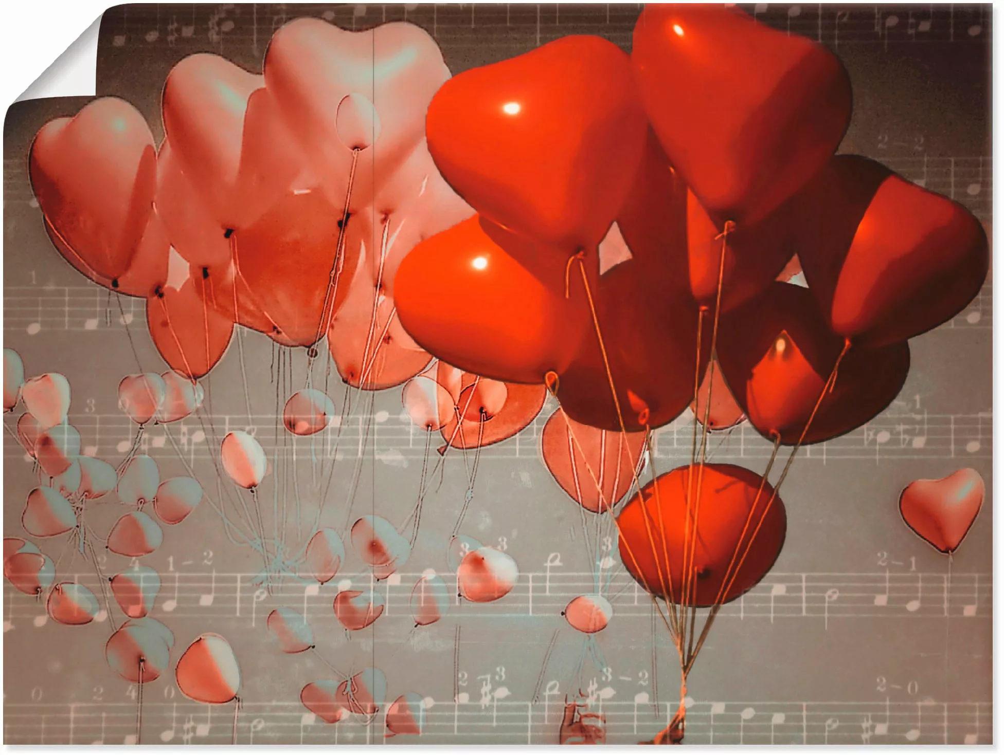 Artland Wandbild "Rote Herzen", Herzen, (1 St.), als Poster, Wandaufkleber günstig online kaufen