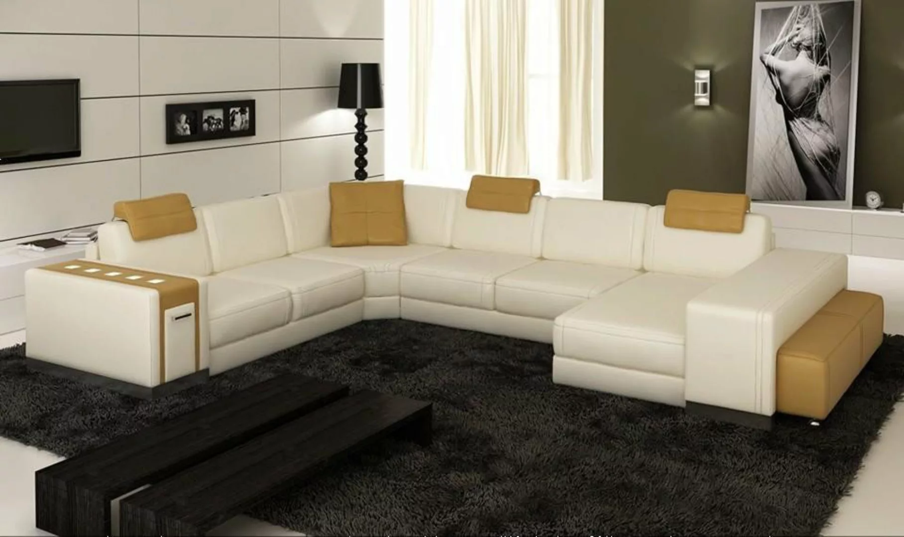 Xlmoebel Ecksofa Wohnlandschaft mit Designer-Sofa, LED-Beleuchtung, USB-Ans günstig online kaufen