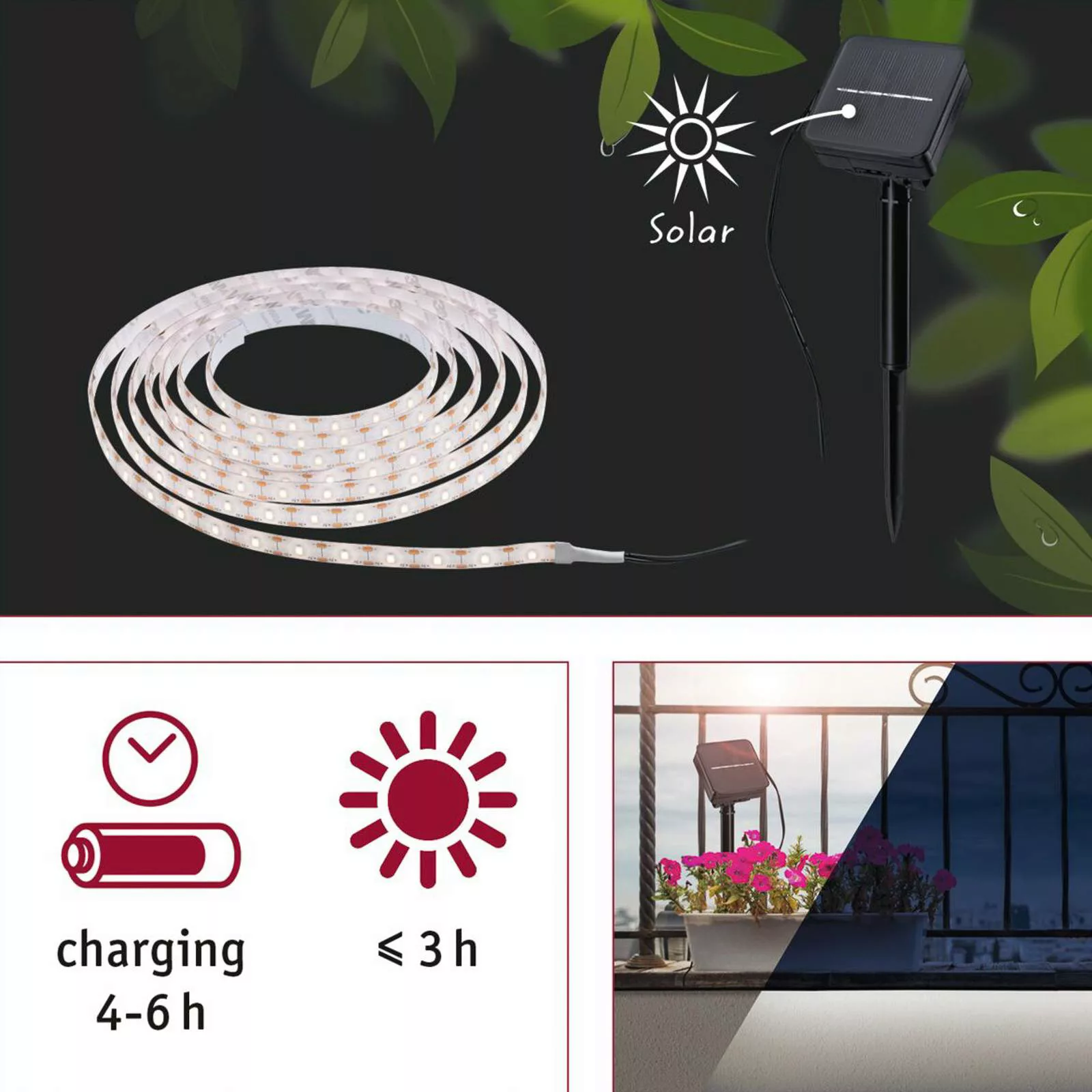 Paulmann 78896 Solar-LED-Strip 3 Meter, warmweiß günstig online kaufen
