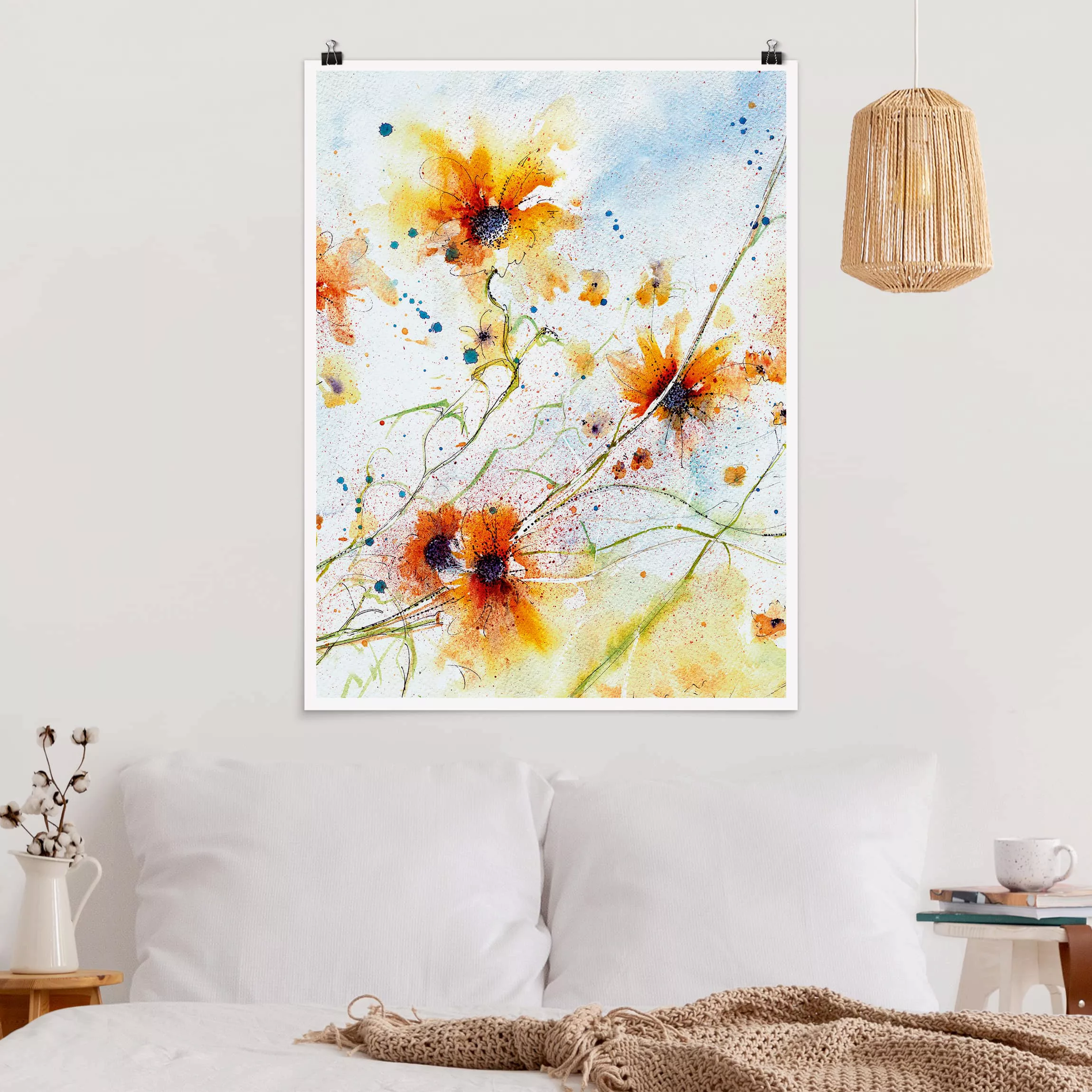Poster Blumen - Hochformat Painted Flowers günstig online kaufen