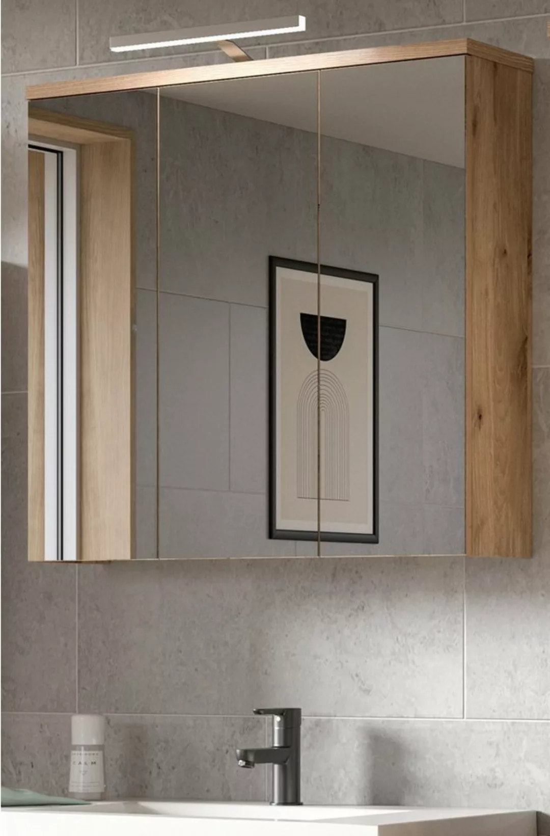 xonox.home Badezimmerspiegelschrank Grado (Badschrank in Nox Eiche, 3-türig günstig online kaufen