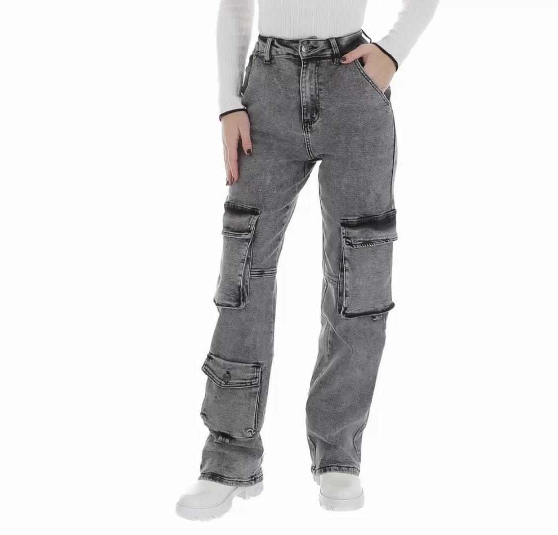 Ital-Design Cargojeans Damen Freizeit (87543208) Used-Look Stretch High Wai günstig online kaufen