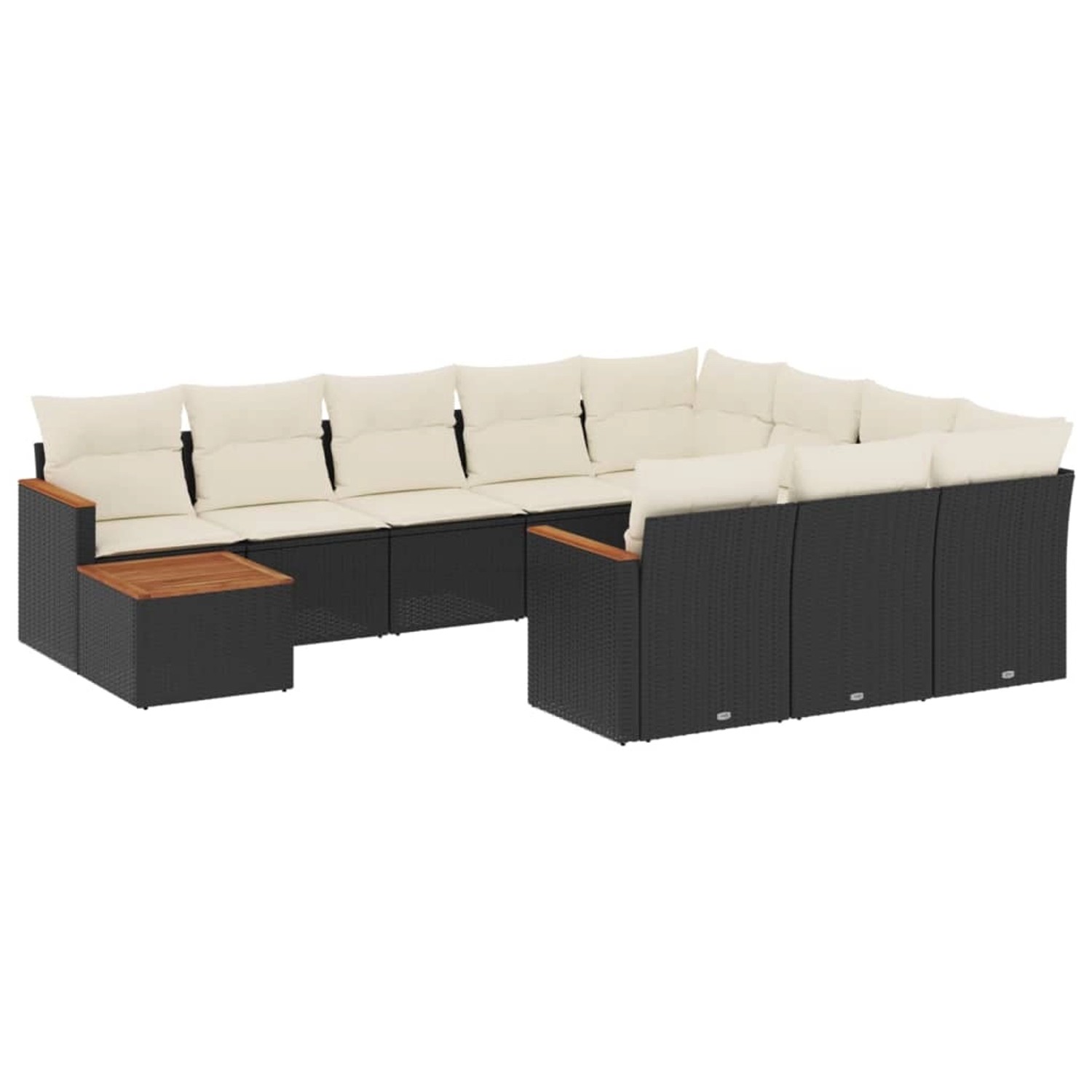 vidaXL 11-Tlg Garten-Sofagarnitur mit Kissen Schwarz Poly Rattan 3226364 günstig online kaufen