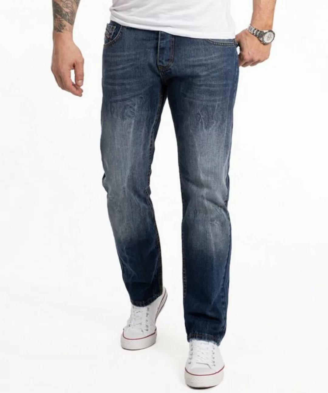 Rock Creek Regular-fit-Jeans Herren Jeans Stonewashed Blau RC-2357 günstig online kaufen