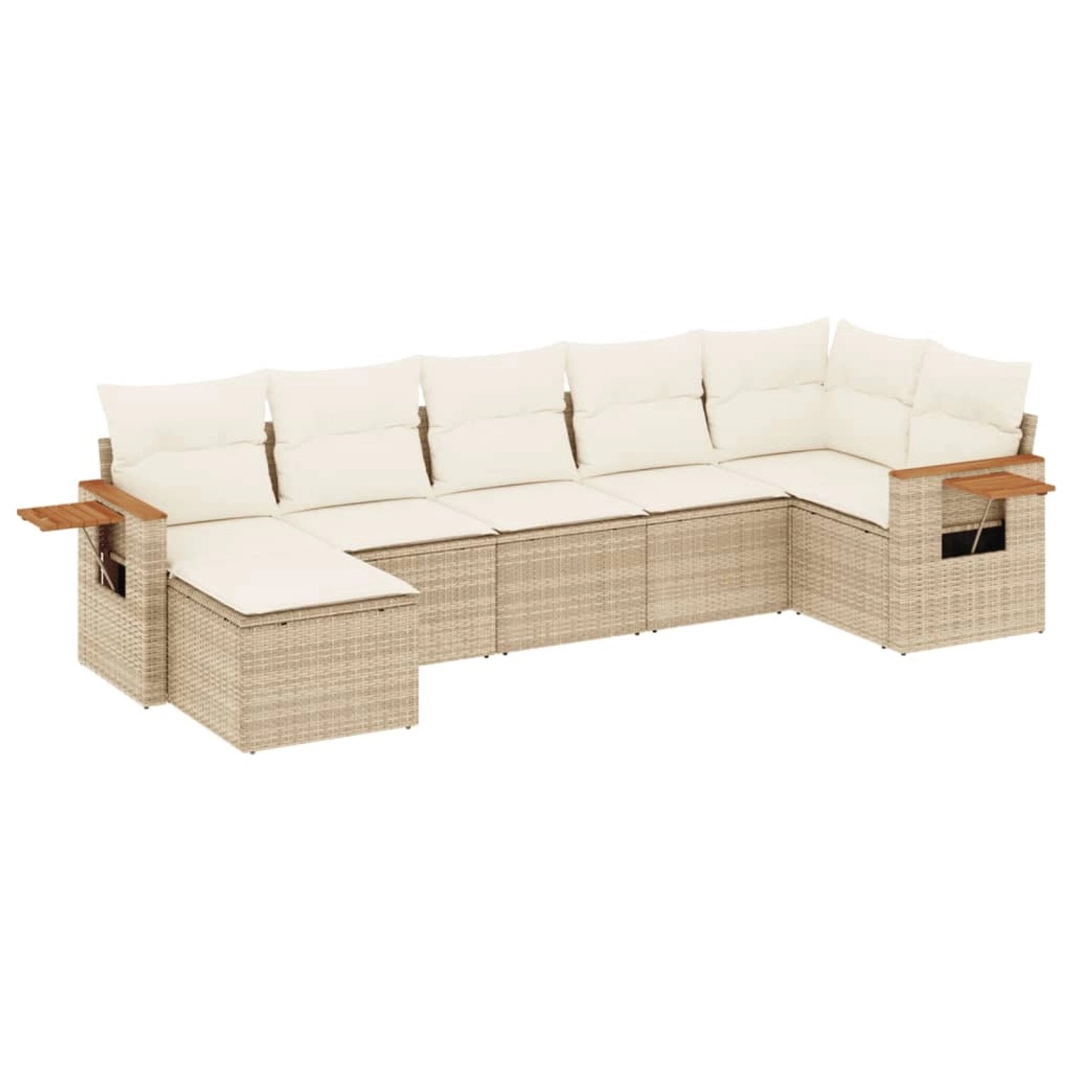 vidaXL 7-Tlg Garten-Sofagarnitur mit Kissen Beige Poly Rattan 3227031 günstig online kaufen