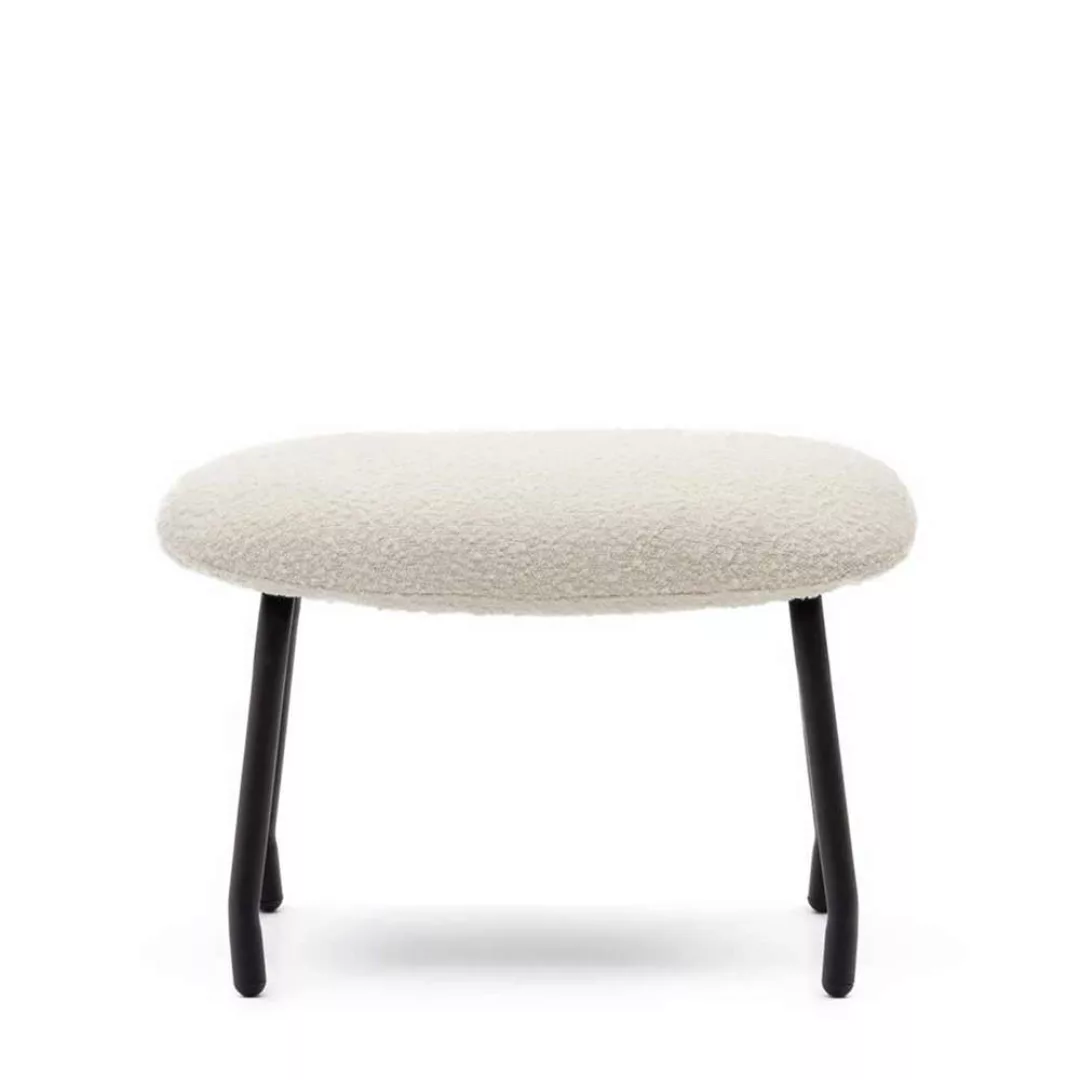 Weißer Boucle Hocker im Skandi Design 58 cm breit - 40 cm hoch günstig online kaufen