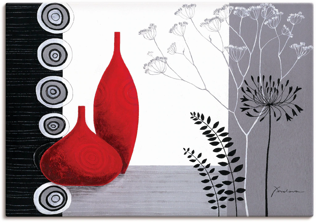 Artland Wandbild "Rote Vasen", Vasen & Töpfe, (1 St.), als Leinwandbild, Po günstig online kaufen