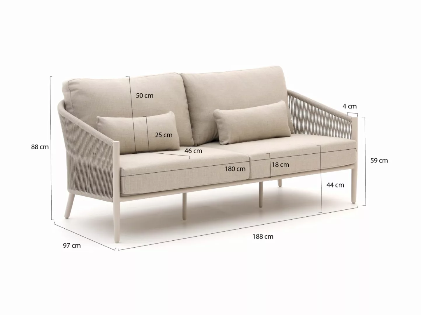 Bellagio Mineo Gartensofa 2,5-Sitzer 192 cm günstig online kaufen