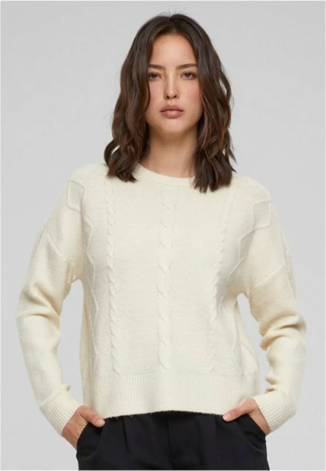 URBAN CLASSICS Sweatshirt Ladies Cabel Knit Sweater Damen Strickpullover günstig online kaufen