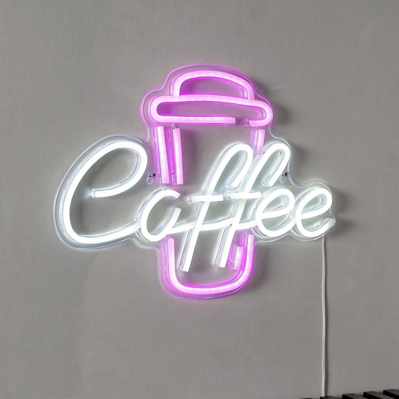 LED-Wandleuchte Coffee, pink/weiß, Plexiglas, 40 x 30 cm USB günstig online kaufen