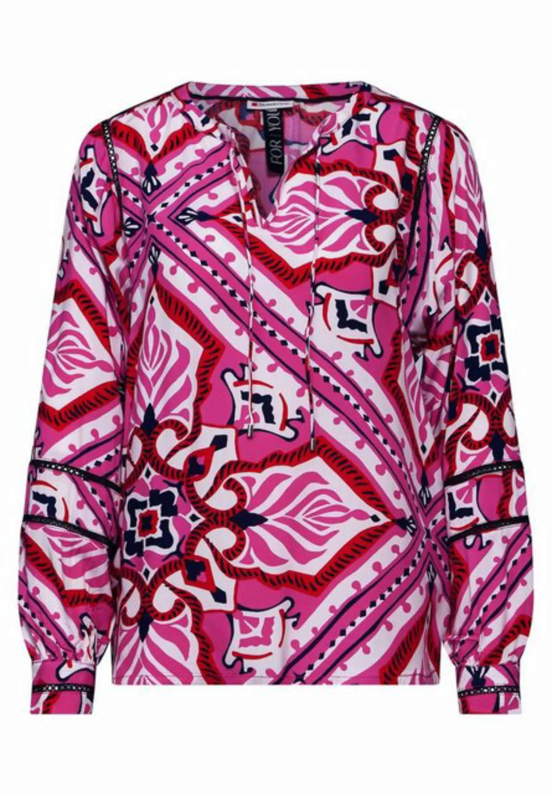 STREET ONE Blusenshirt Printed tunicblouse w crochet, magnolia pink günstig online kaufen