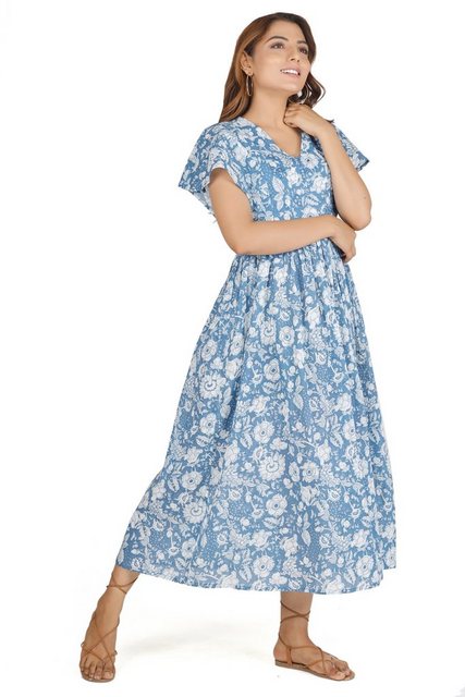 Guru-Shop Midikleid Luftiges Boho Sommerkleid, handbedrucktes.. alternative günstig online kaufen