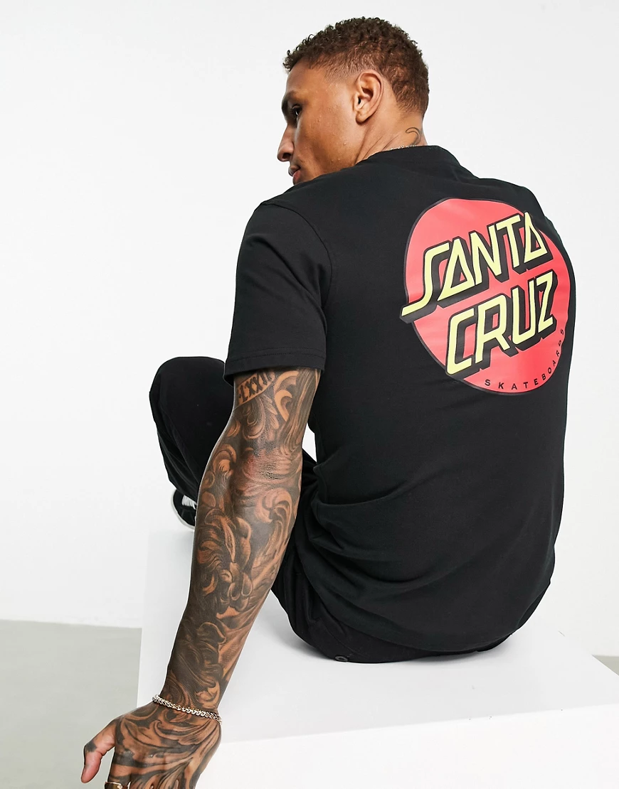 Santa Cruz – Klassisches T-Shirt mit Punkten in Schwarz günstig online kaufen