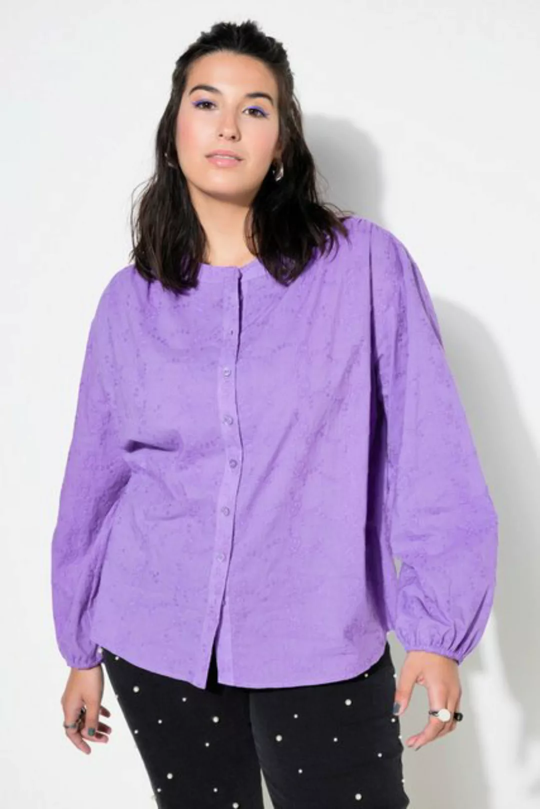 Studio Untold Satinbluse Bluse oversized Struktur-Qualität Ballon-Langarm günstig online kaufen