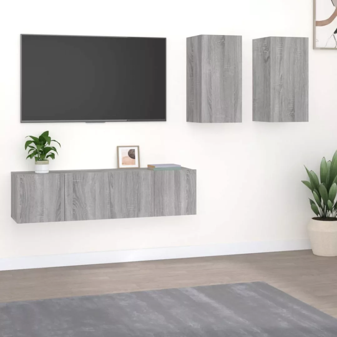 Vidaxl 4-tlg. Tv-schrank-set Grau Sonoma Holzwerkstoff günstig online kaufen