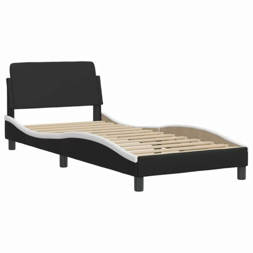 vidaXL Bett Bettgestell mit Kopfteil Schwarz und Weiß 80x200 cm Kunstleder günstig online kaufen