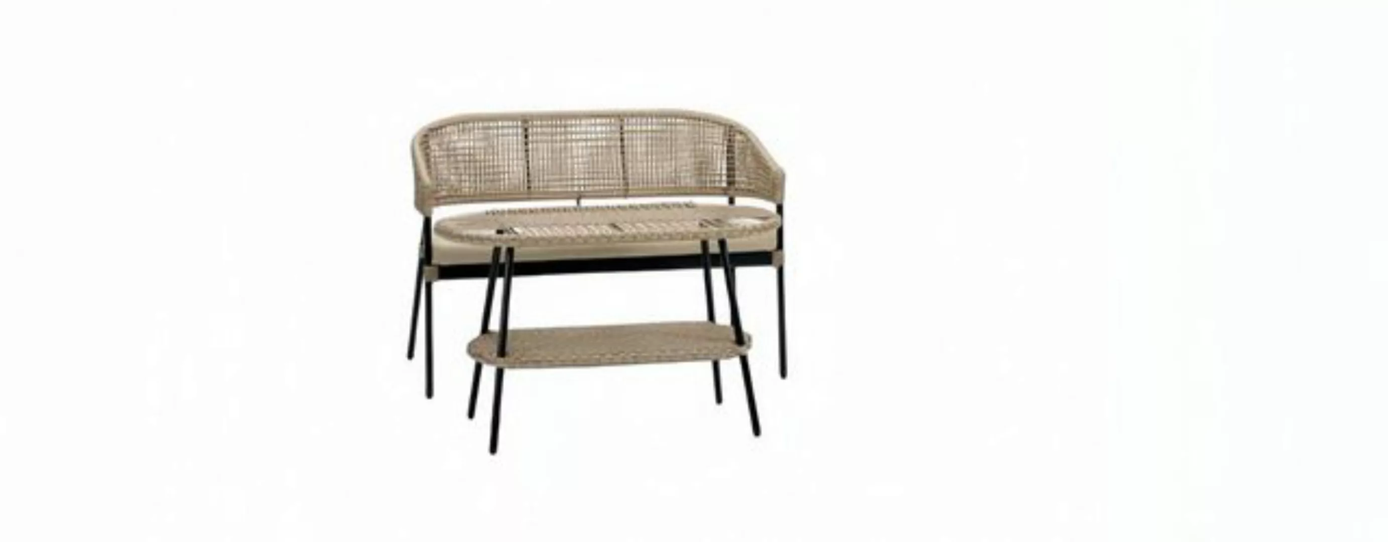 JVmoebel Sofa Sofa 2 Sitzer Terrasse Couchtisch Beige Textil Design Moderne günstig online kaufen