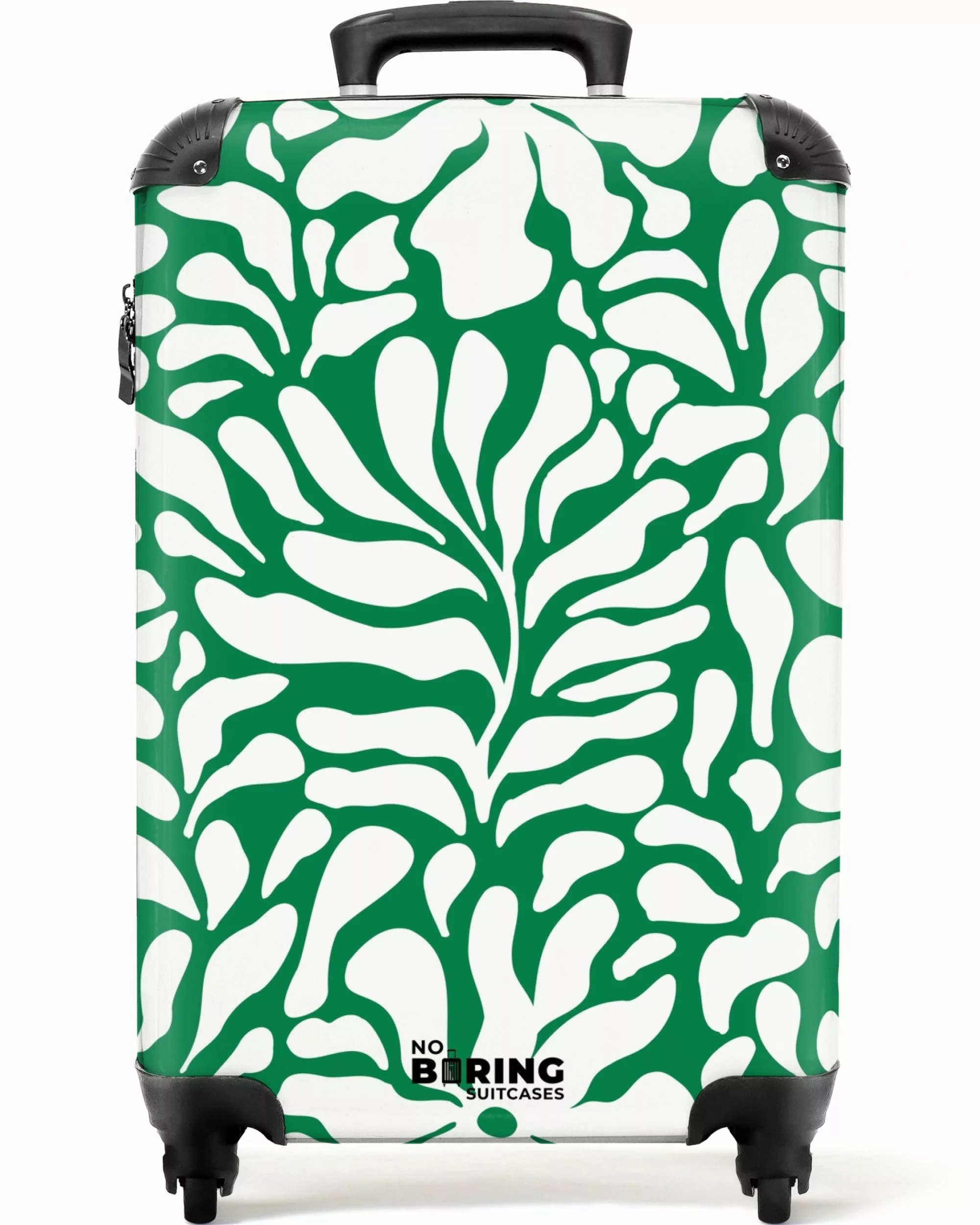 NoBoringSuitcases.com© Hartschalen-Trolley Grün mit weißem Blumendruck günstig online kaufen