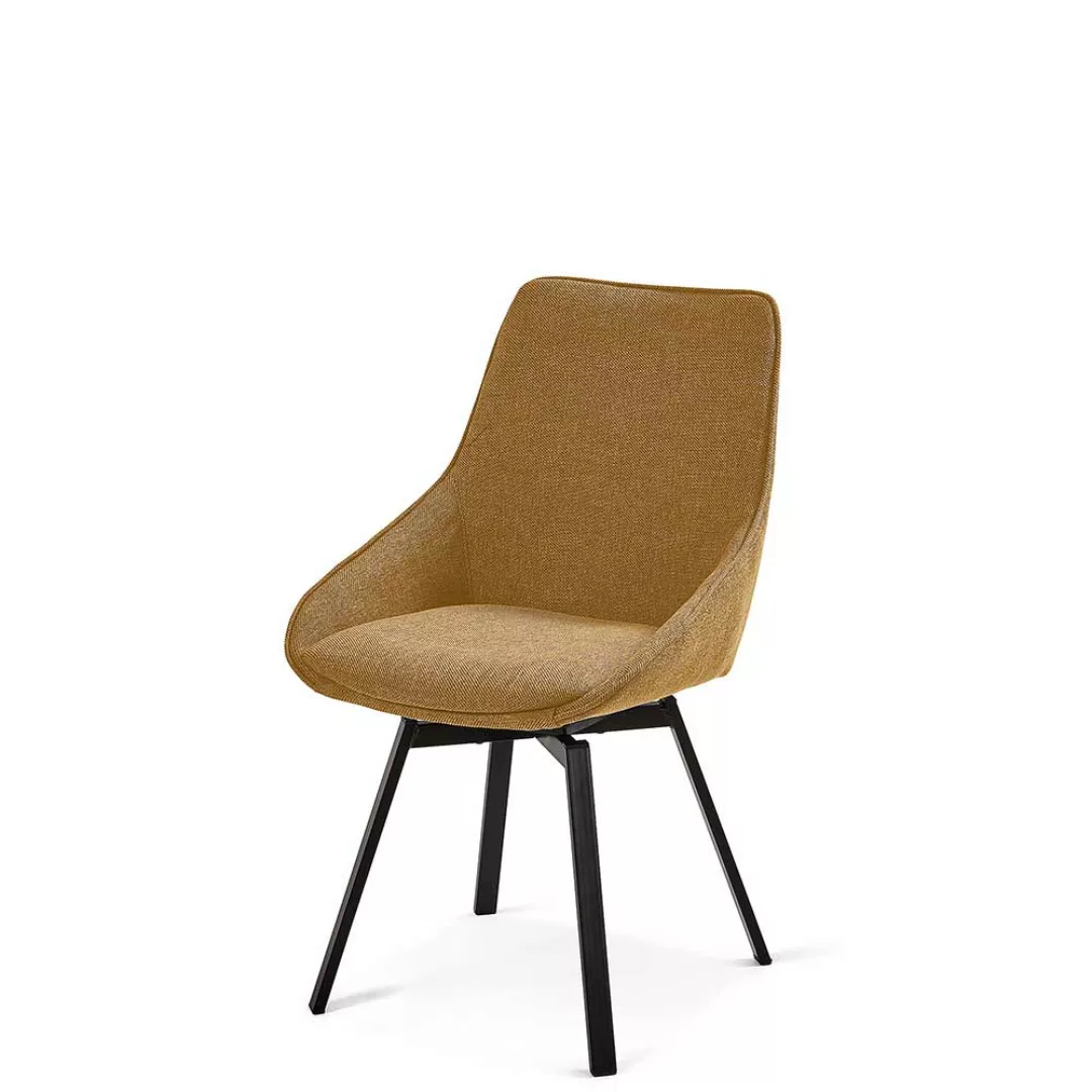 Esstisch Stühle in Ocker Stoff vier Stuhlbeinen aus Stahl (2er Set) günstig online kaufen