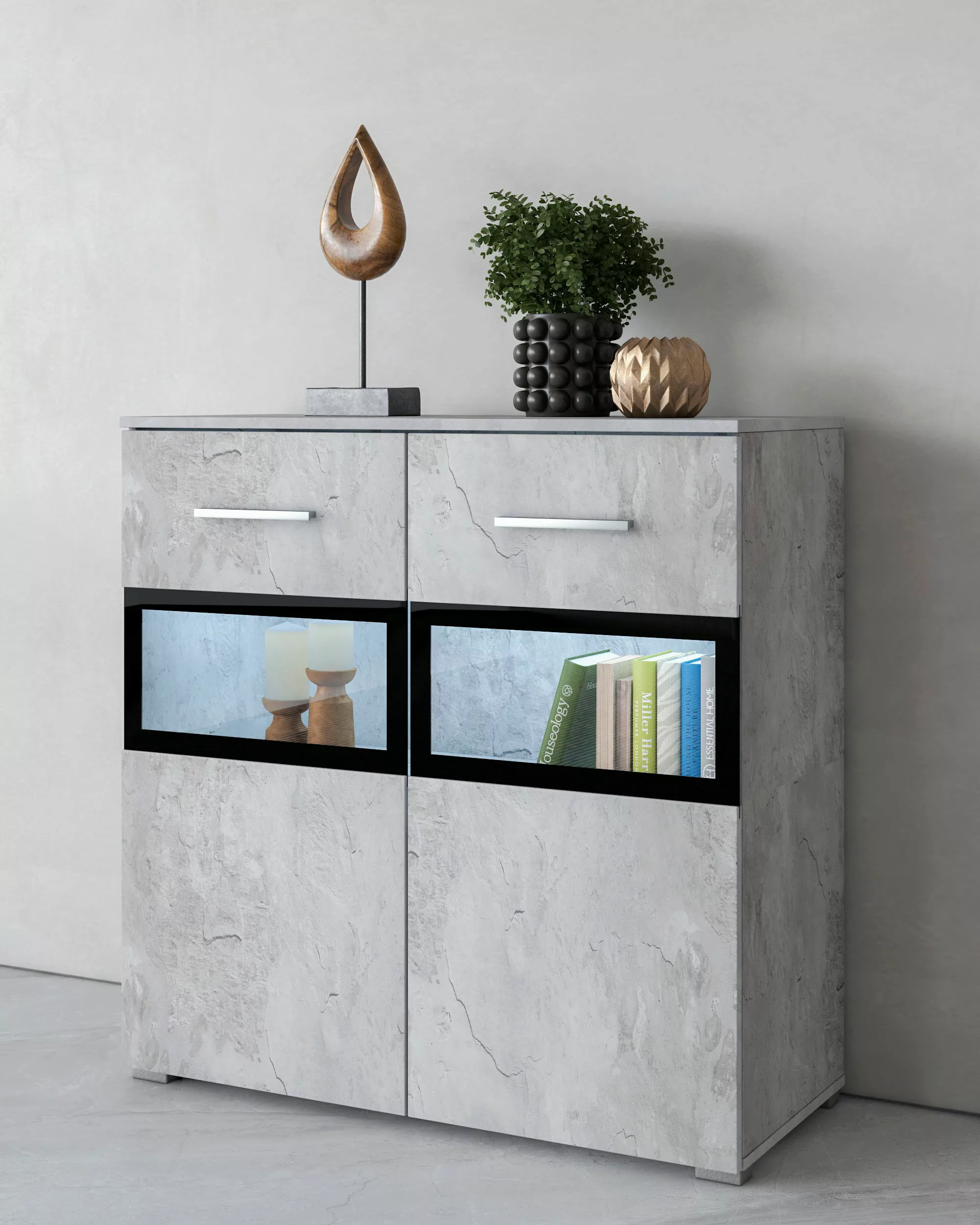 INOSIGN Sideboard "Sarah", Breite 91 cm, Türen mit Glaseinsatz günstig online kaufen