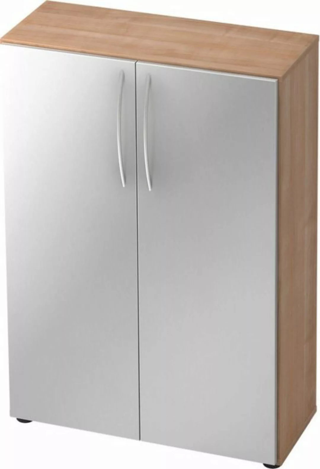 Aktenschrank Schrank Basic 3OH BxTxH 80x33x114,4cm Griff BM Nussbaum/Silber günstig online kaufen