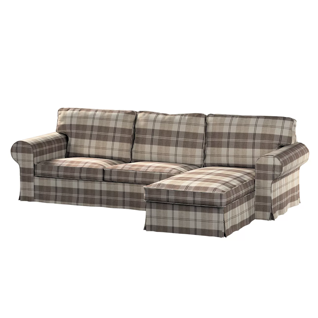 Bezug für Ektorp 2-Sitzer Sofa mit Recamiere, braun-beige, Ektorp 2-Sitzer günstig online kaufen