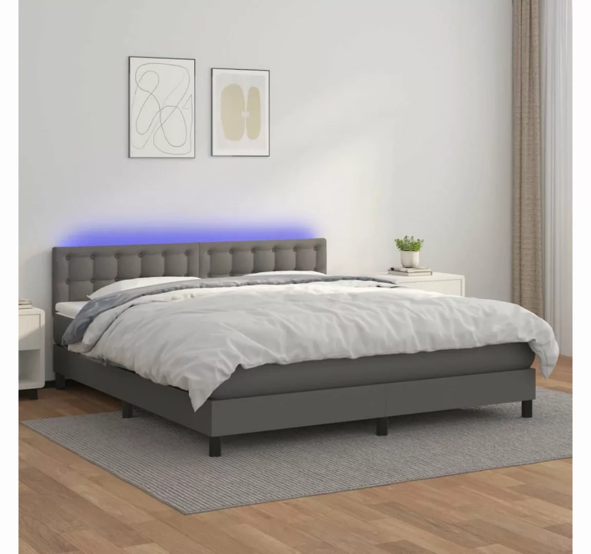 vidaXL Boxspringbett Bett Boxspringbett mit Matratze & LED Kunstleder (160 günstig online kaufen