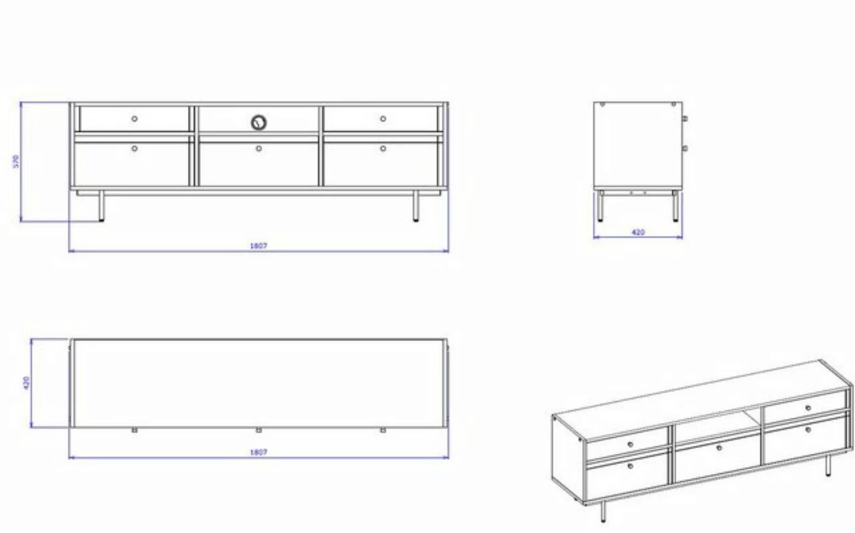 Beautysofa TV-Schrank Moderner, stilvoller, geräumiger TV-Schrank mit Schub günstig online kaufen