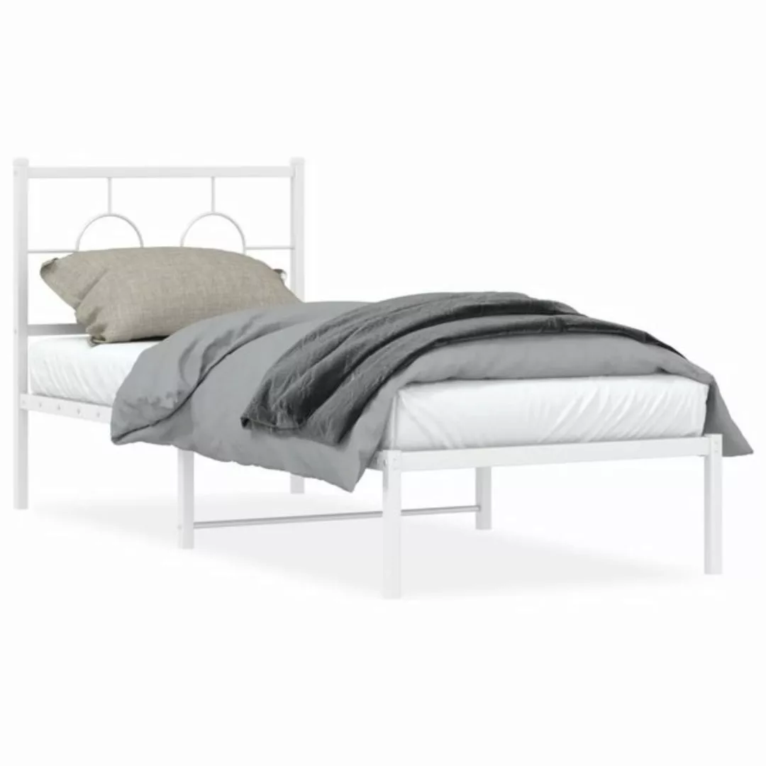 vidaXL Bett Bettgestell mit Kopfteil Metall Weiß 75x190 cm günstig online kaufen