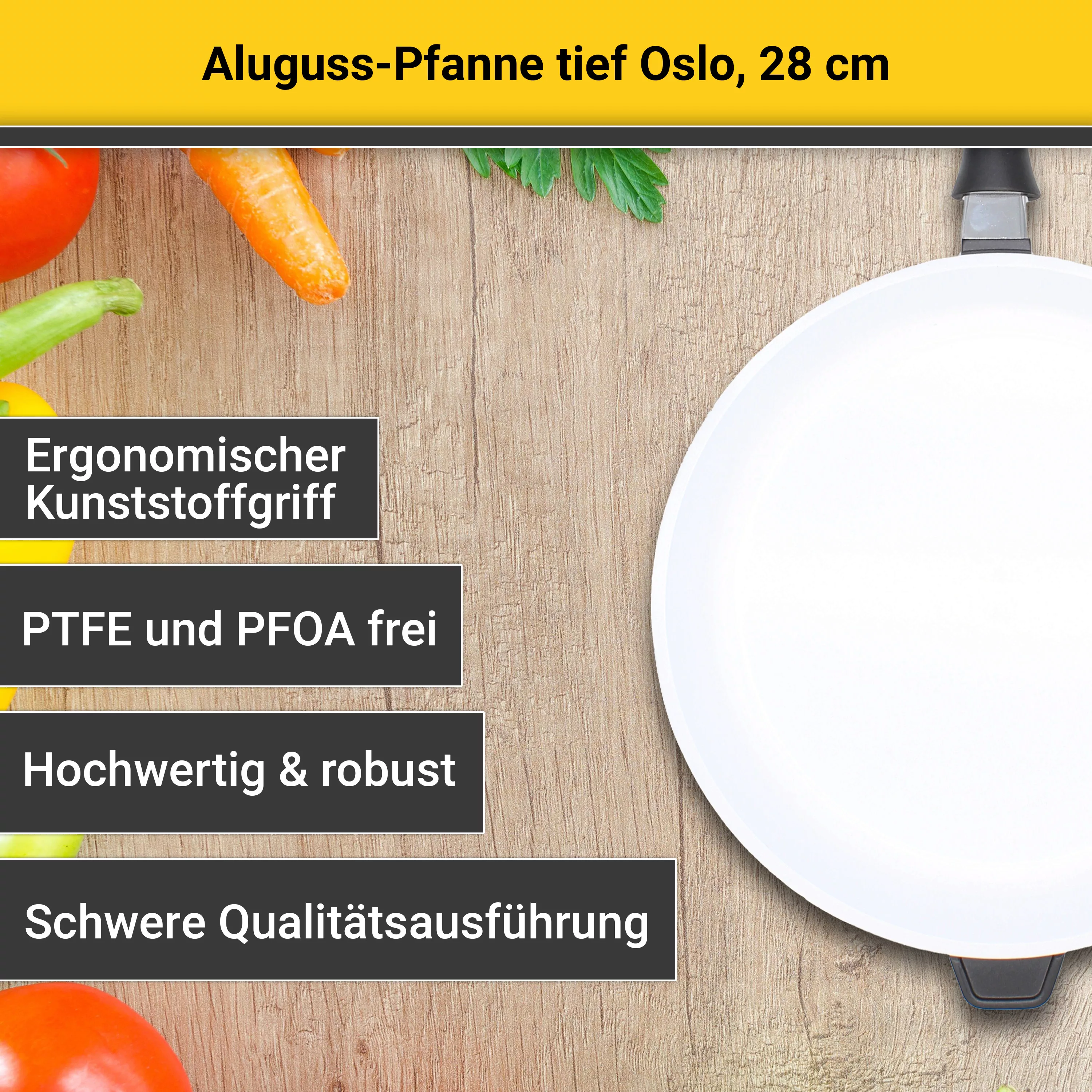 Krüger Bratpfanne »Aluguss Pfanne tief OSLO, 28 cm«, Aluminiumguss, (1 tlg. günstig online kaufen