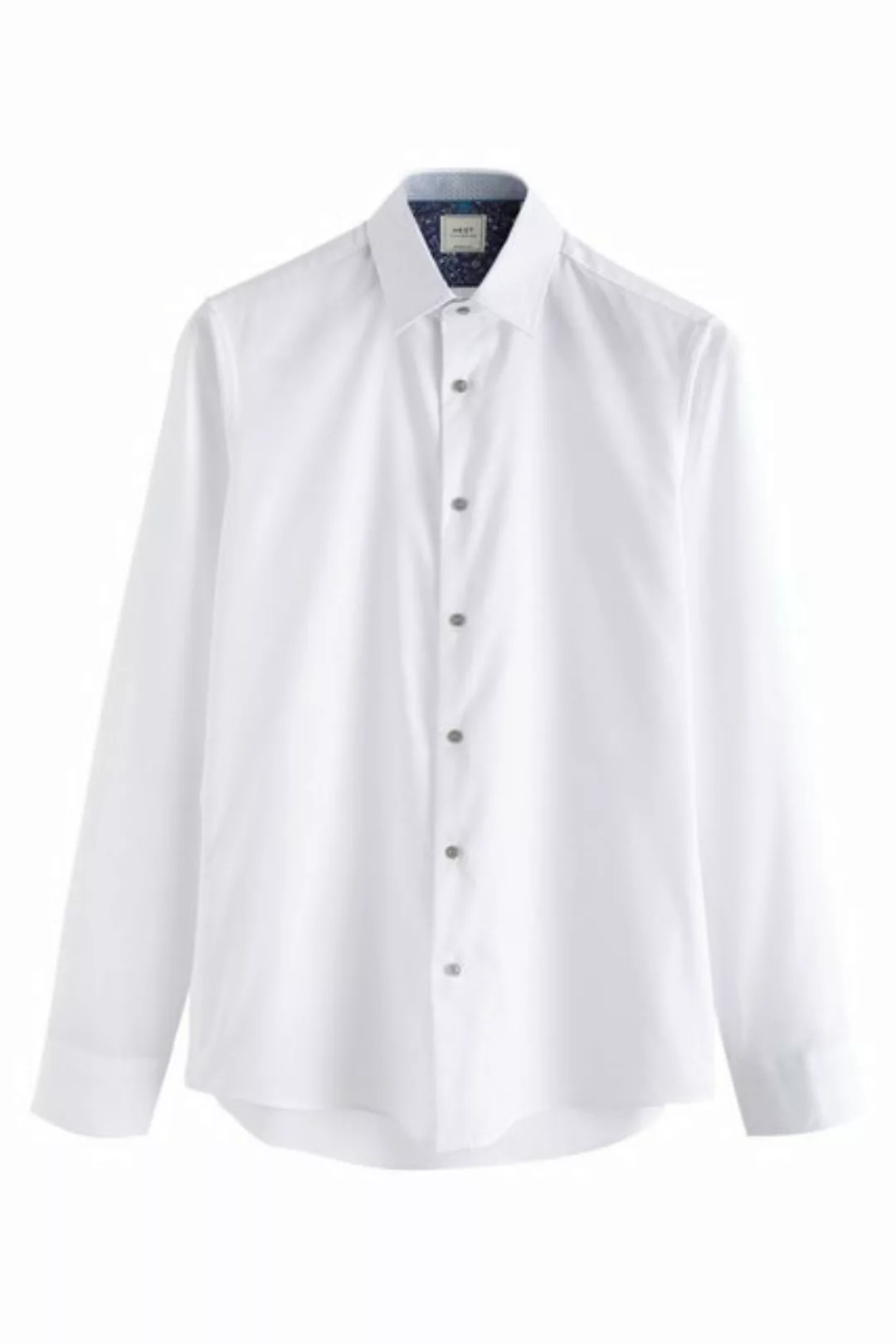 Next Langarmhemd Pflegeleichtes Skinny Fit Hemd mit Besatz (1-tlg) günstig online kaufen