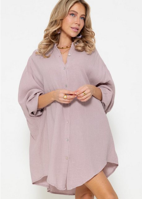 SASSYCLASSY Longbluse Oversize Musselin Bluse Damen Langarm Elegant Hemdblu günstig online kaufen