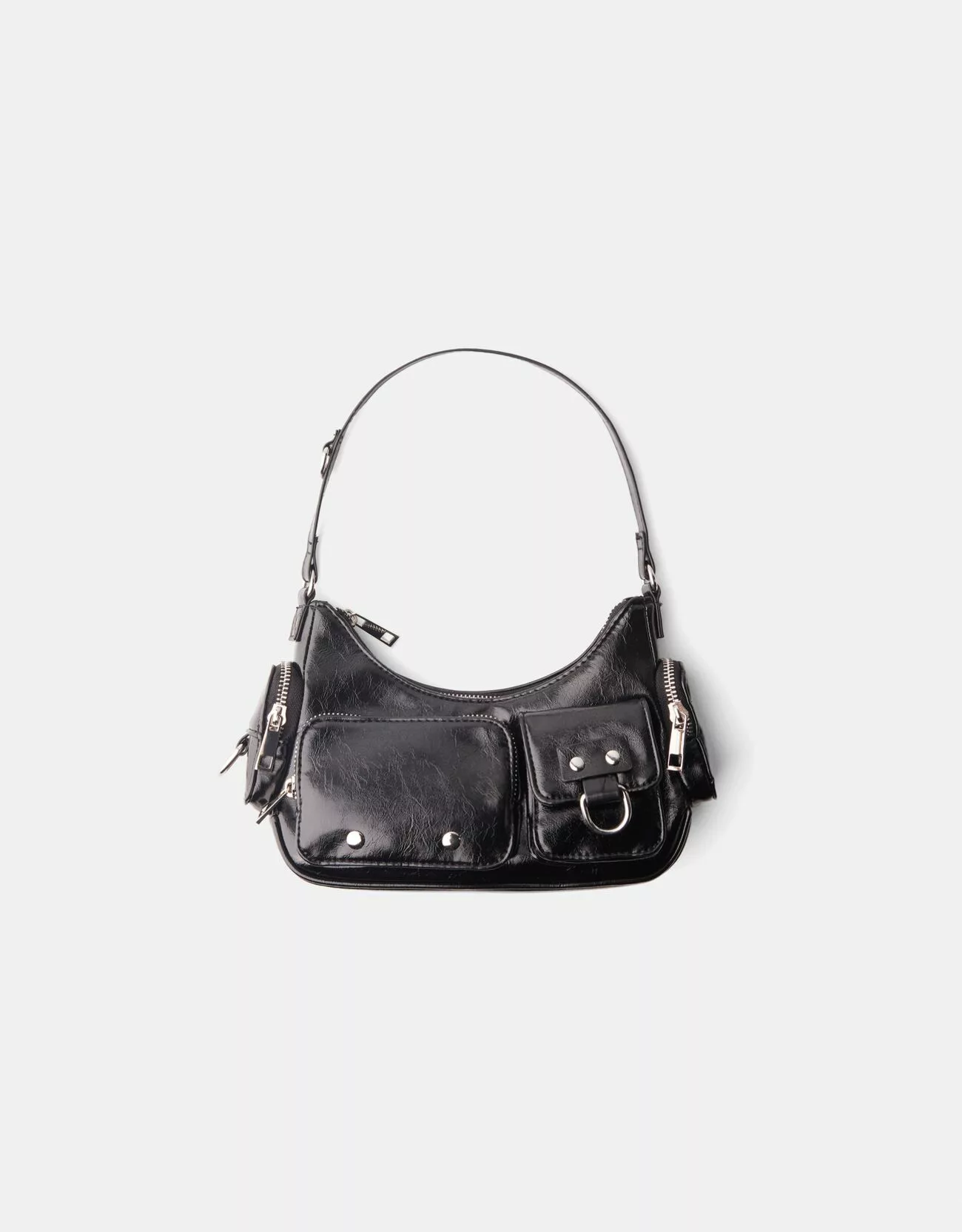 Bershka Multitaschen-Schultertasche Damen Schwarz günstig online kaufen