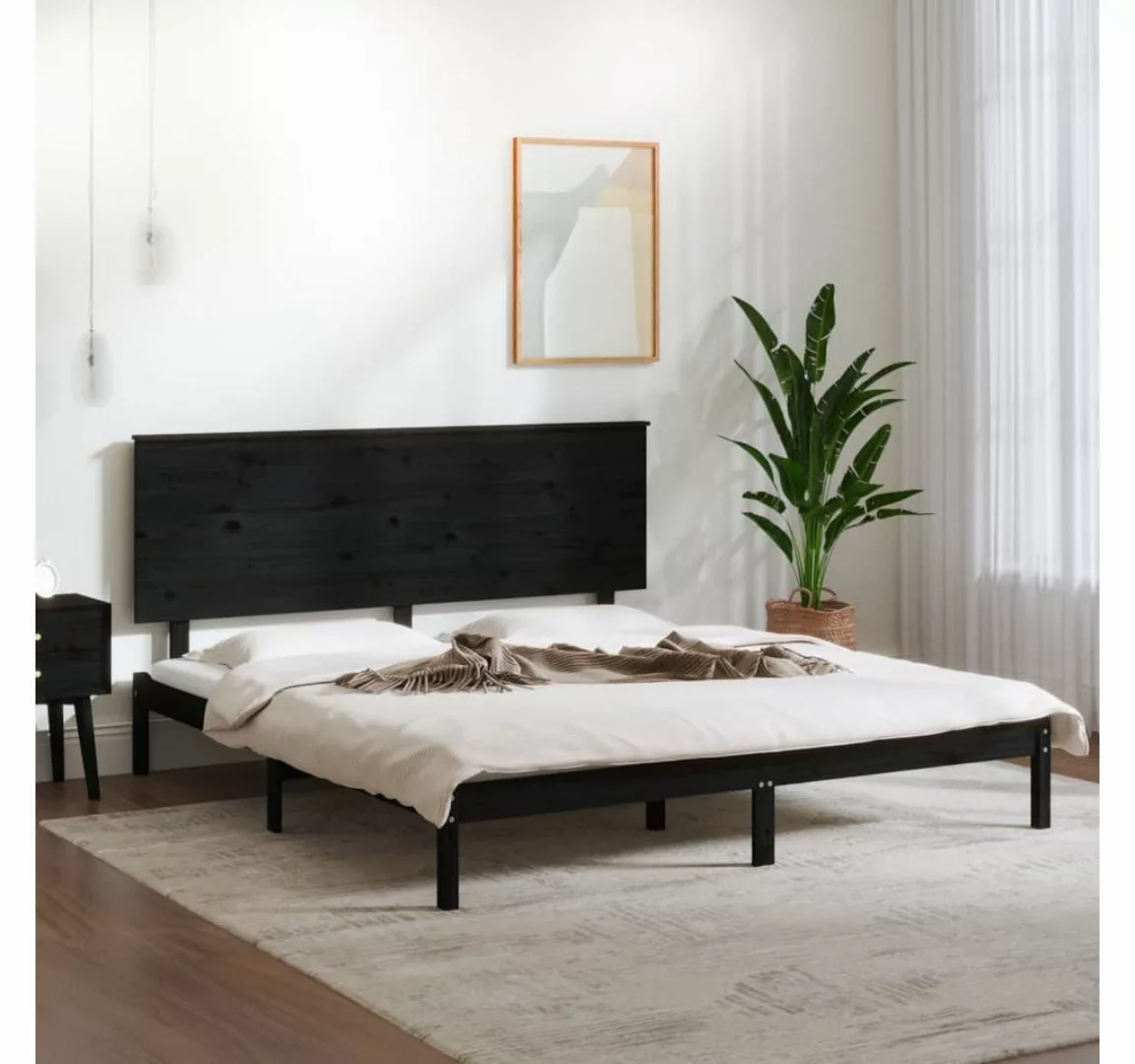 furnicato Bett Massivholzbett Schwarz Kiefer 200x200 cm günstig online kaufen