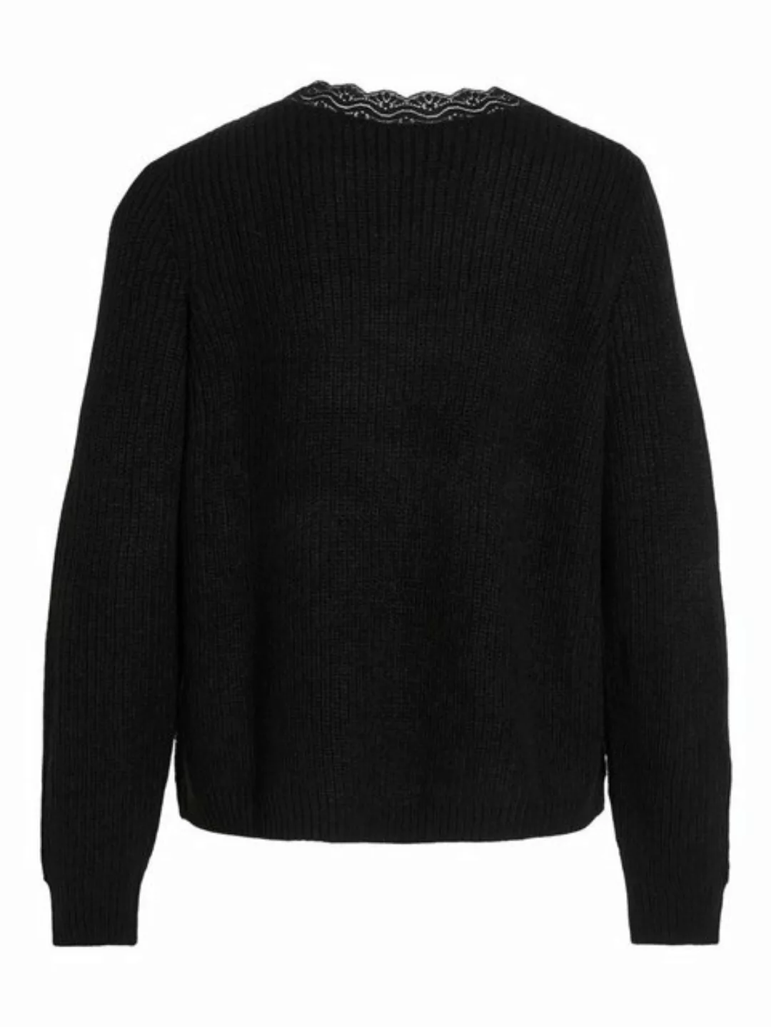 Vila Strickpullover Legerer Pullover mit Spitzen Design Grob Strick Sweater günstig online kaufen