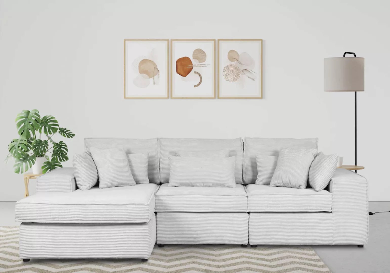RAUM.ID Ecksofa "Florid L-Form", 3 Teile, bestehend aus Modulen, viele Bezu günstig online kaufen