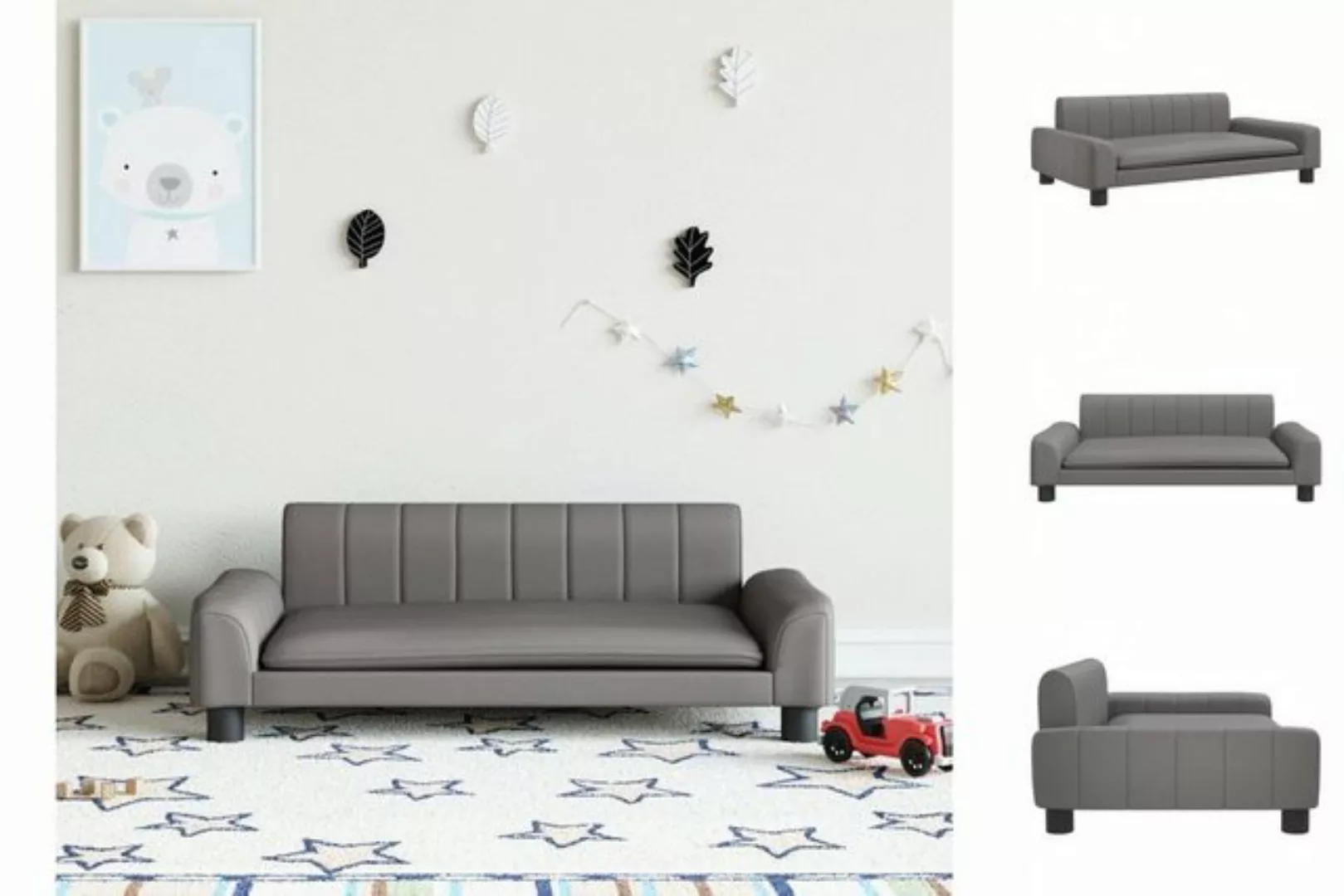 vidaXL Kindersofa Kindersofa Grau 90x53x30 cm Kunstleder Kindercouch Kinder günstig online kaufen