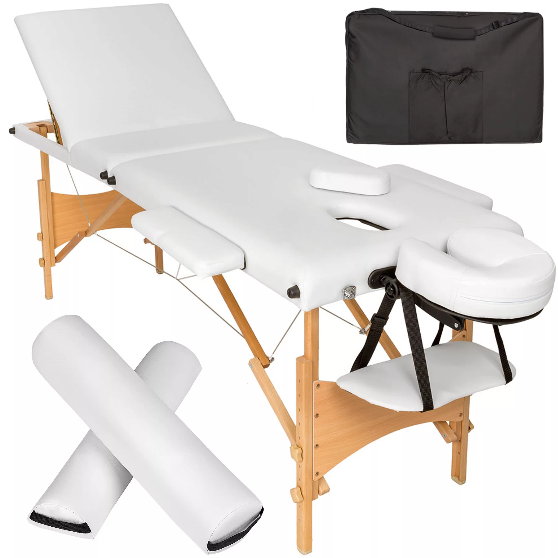 3 Zonen Massageliege-Set Daniel mit Polsterung, Rollen und Holzgestell - we günstig online kaufen