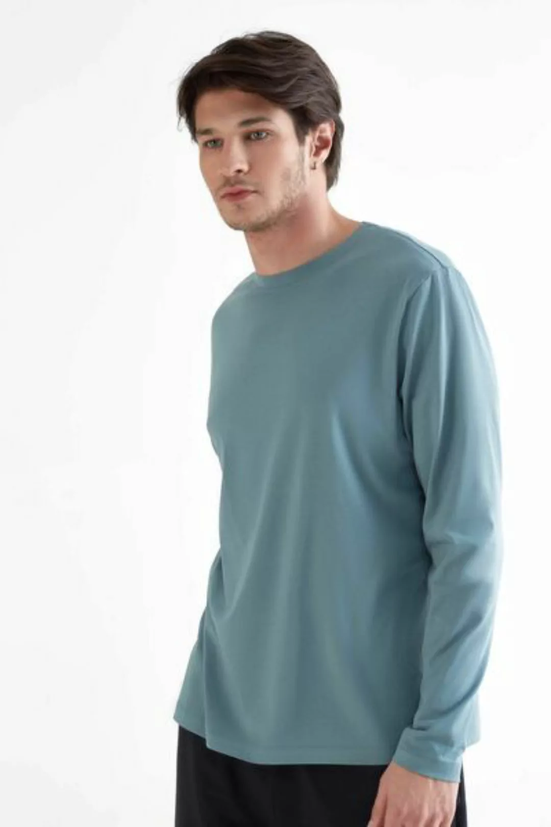 Herren Langarmshirt Aus Bio-baumwolle Rundhalsausschnitt T-shirt 2110 günstig online kaufen