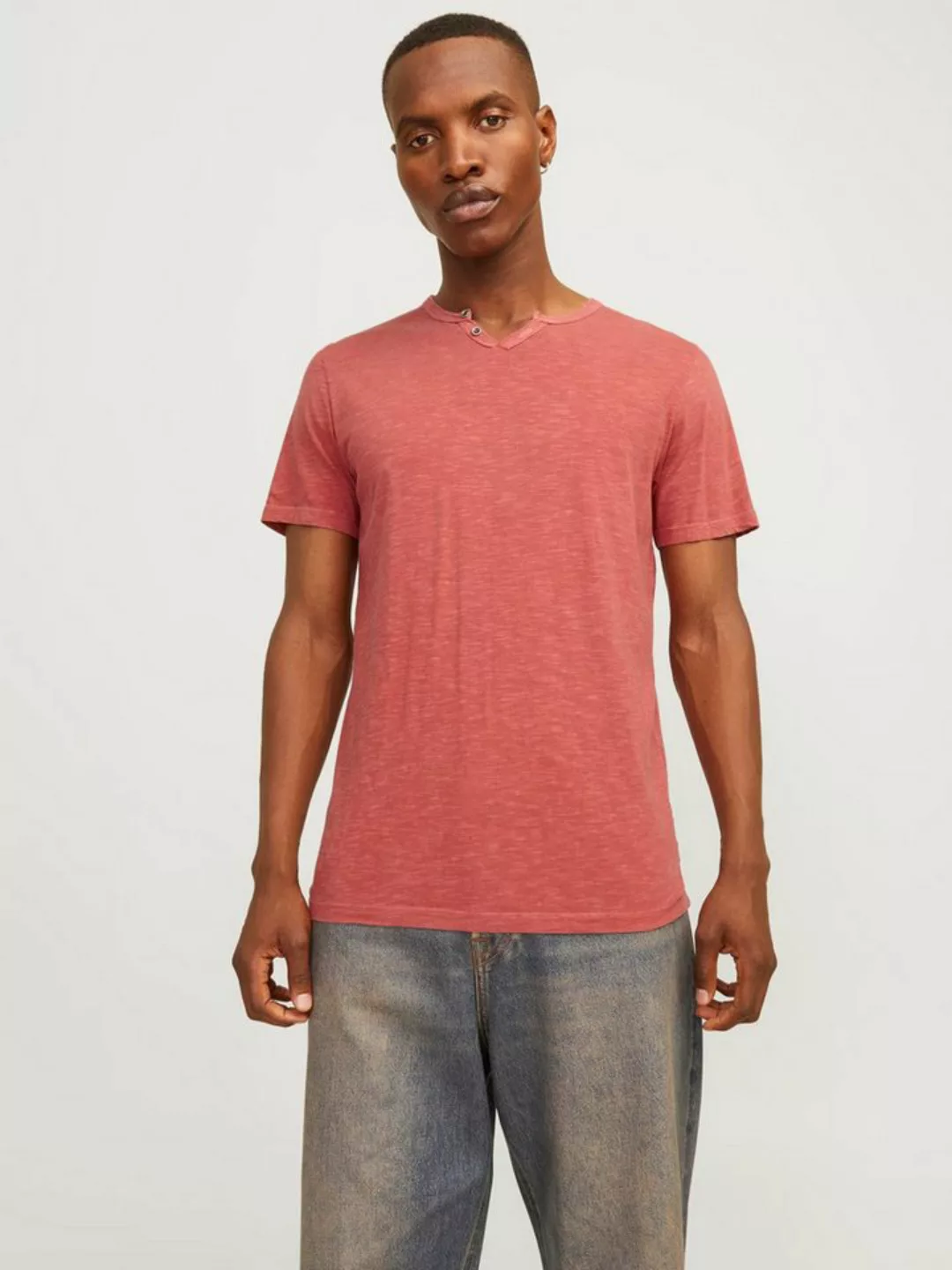 Jack & Jones T-Shirt JJESPLIT NECK TEE SS NOOS mit V-Ausschnitt günstig online kaufen