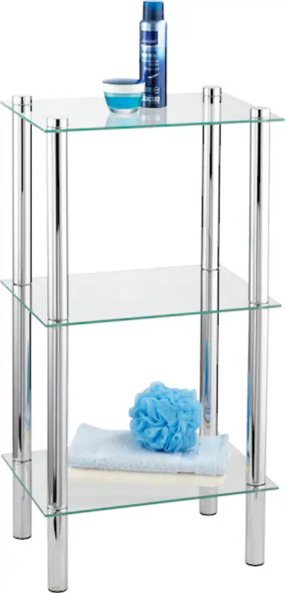 WENKO Regal Yago viereckig mit 3 Glasablagen silber günstig online kaufen