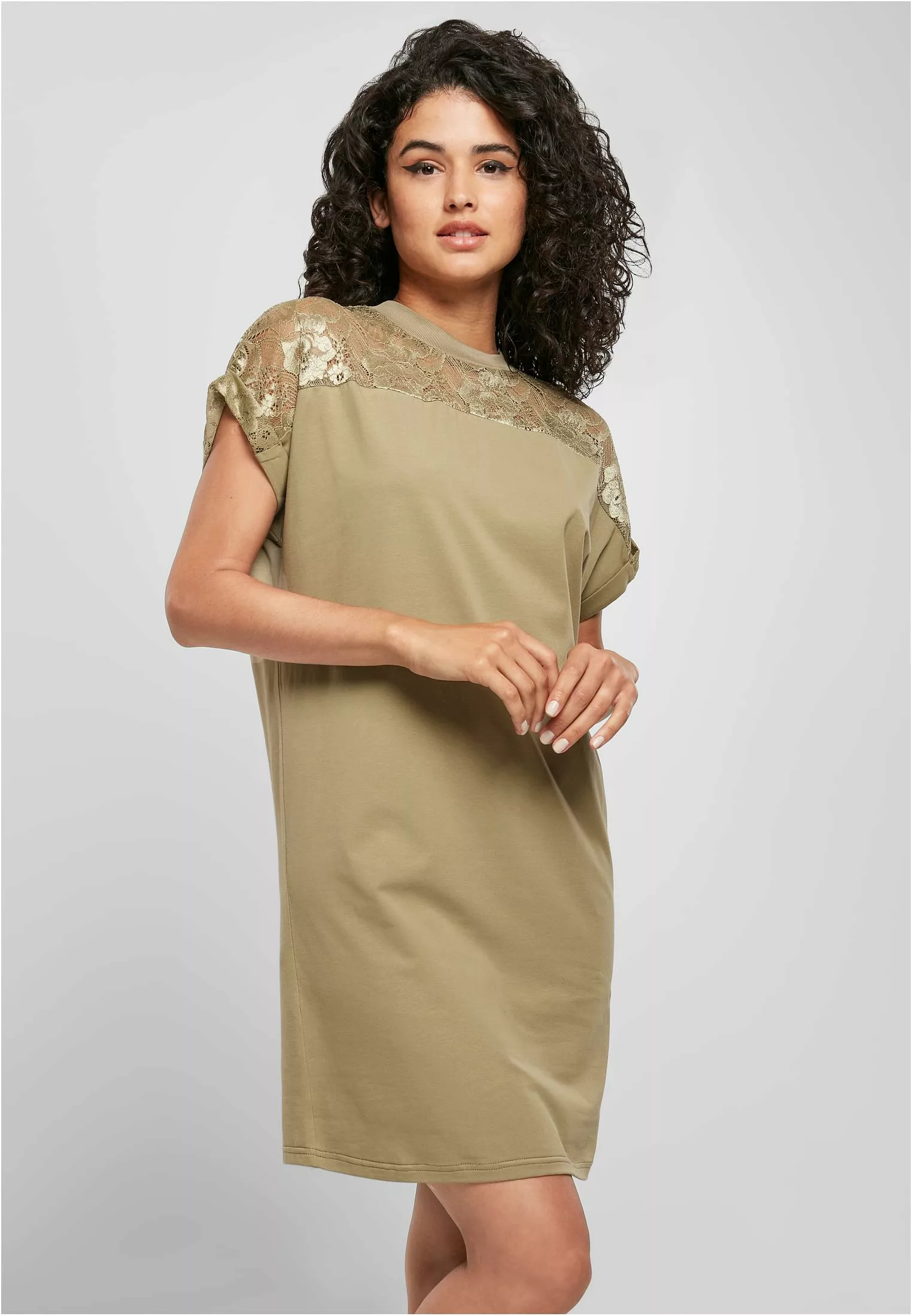 URBAN CLASSICS Shirtkleid "Urban Classics Damen Ladies Lace Tee Dress", (1 günstig online kaufen