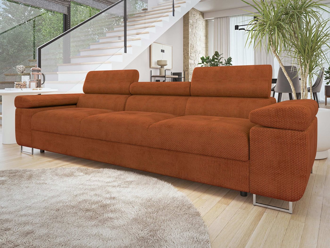 MIRJAN24 Sofa Torezio 3, Einstellbare Kopfstützen, 263x102x70-90 cm günstig online kaufen