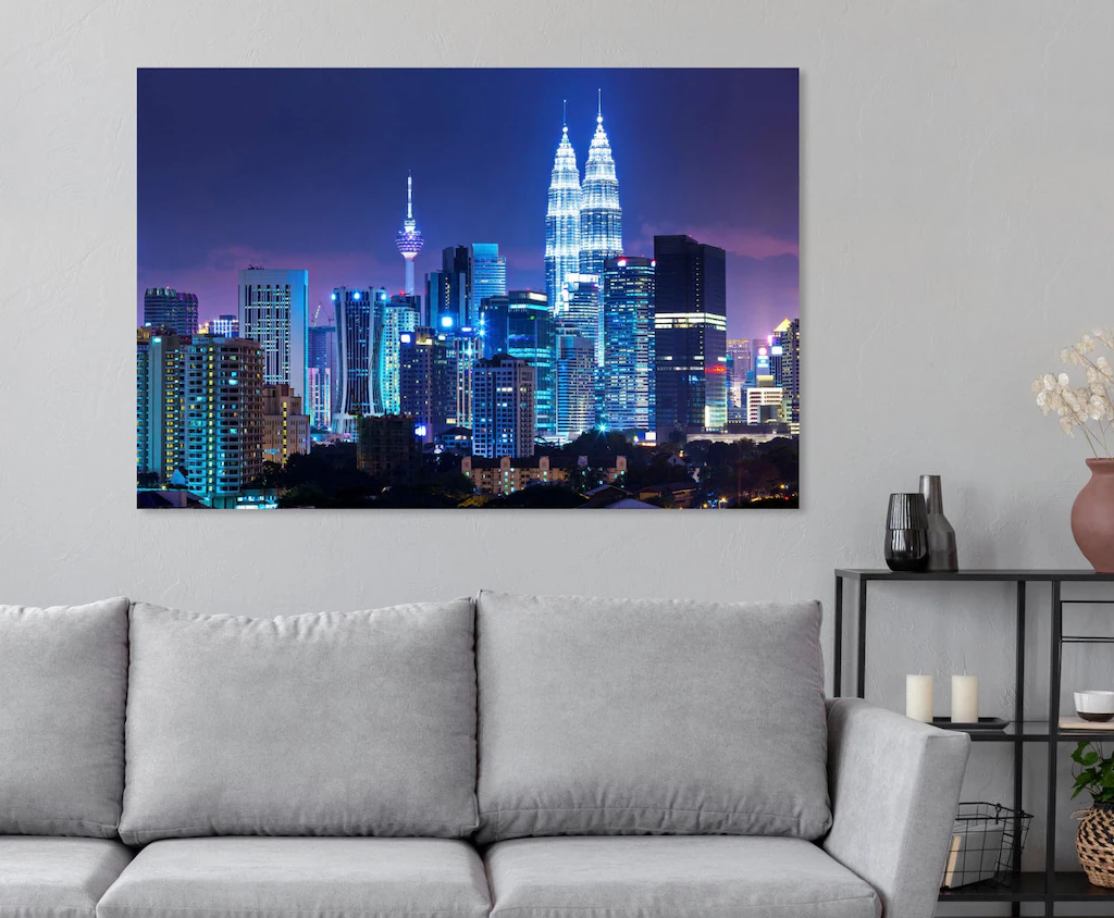 queence Acrylglasbild "Stadt", Skyline-Gebäude-Städte-Bäume, Fine Art-Print günstig online kaufen